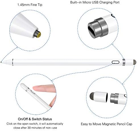 Active Stylus Pen Compatible for iOS&Android Touch Screens, Pencil with Dual Touch Function,Rechargeable Stylus for iPad/iPad Pro/Air/Mini/iPhone/Cellphone/Samsung/Tablet Drawing&Writing - Image 2