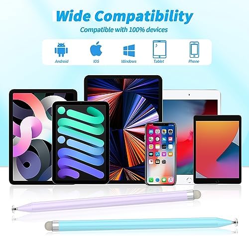Stylus Pens for Touch Screens with Magnetic Adsorption, Universal Disc & Fiber Tips iPad Pencil, Compatible with iPhone, Android and All Capacitive Touch Screens (Blue+Purple) - Image 7