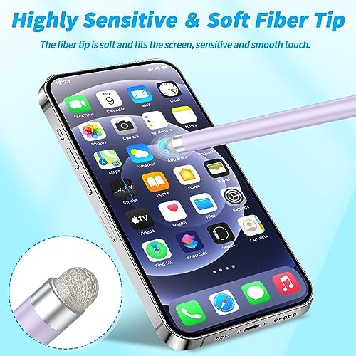 Stylus Pens for Touch Screens with Magnetic Adsorption, Universal Disc & Fiber Tips iPad Pencil, Compatible with iPhone, Android and All Capacitive Touch Screens (Blue+Purple) - Image 5