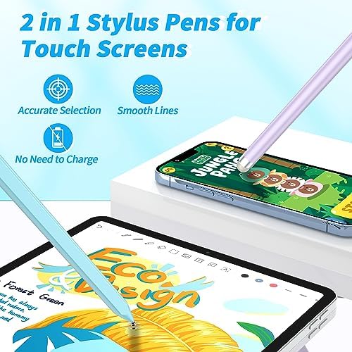 Stylus Pens for Touch Screens with Magnetic Adsorption, Universal Disc & Fiber Tips iPad Pencil, Compatible with iPhone, Android and All Capacitive Touch Screens (Blue+Purple) - Image 3