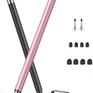 MEKO 3 in 1 Stylus Pens for Touch Screens, High Sensitivity & Precision Capacitive Stylus Pencil for Apple iPad iPhone Tablets Samsung Galaxy All Universal Touchscreen Devices (2 Pack-Black/Rose Gold)