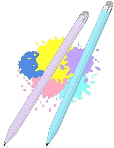 Stylus Pens for Touch Screens with Magnetic Adsorption, Universal Disc & Fiber Tips iPad Pencil, Compatible with iPhone, Android and All Capacitive Touch Screens (Blue+Purple)