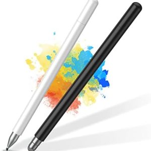 Stylus Pens for Touch Screens(2 Pcs), Capacitive 2 in 1 High Sensitivity & Precision Stylus Pen for iPad, Universal Tip Stylus Compatible with iPhone and All Touch Screens (Black/White)